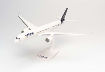 herpa 612258 – Airbus A350-900, Lufthansa Passagierflugzeug, Wings, Modell Flugzeug mit Standfuß, Flieger, Modellbau, Miniaturmodelle, Sammlerstück, Kunststoff - Maßstab 1:200 - 2