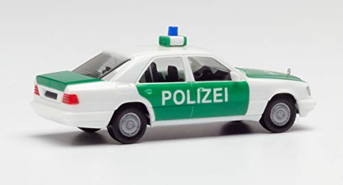 herpa 94122 – Polizei Fahrzeug Oldtimer, Mercedes Benz E-Klasse, Modell Polizeiauto, Cars, Miniaturmodelle, Sammeln, Sammlerstück, Kunststoff - Maßstab 1:87 - 2