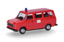 Herpa Basic Modellauto Ford Transit Bus MTW Feuerwehr, Miniatur im Maßstab Maßstab 1:87, preisgünstiges Einsteigermodell, Made in Germany, Kunststoff - 1