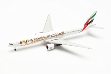 herpa Emirates Boeing 777-300ER - UAE 50th Anniversary – A6-EGE Modell Flugzeug Miniaturmodelle Kleinmodell Sammlerstück Detailgetreu - 4