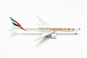 herpa Emirates Boeing 777-300ER - UAE 50th Anniversary – A6-EGE Modell Flugzeug Miniaturmodelle Kleinmodell Sammlerstück Detailgetreu - 1