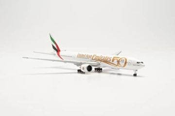 herpa Emirates Boeing 777-300ER - UAE 50th Anniversary – A6-EGE Modell Flugzeug Miniaturmodelle Kleinmodell Sammlerstück Detailgetreu - 5