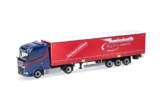 Herpa LKW Modell DAF XG Gardinenplanen-Sattelzug Heinloth, Miniatur im Maßstab 1:87, Sammlerstück, Made in Germany, Kunststoff - 1