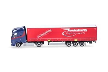 Herpa LKW Modell DAF XG Gardinenplanen-Sattelzug Heinloth, Miniatur im Maßstab 1:87, Sammlerstück, Made in Germany, Kunststoff - 4