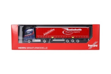 Herpa LKW Modell DAF XG Gardinenplanen-Sattelzug Heinloth, Miniatur im Maßstab 1:87, Sammlerstück, Made in Germany, Kunststoff - 5