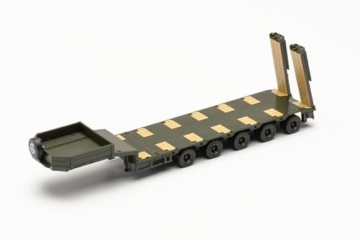 Herpa LKW Modell Goldhofer Semitiefladeauflieger mit abgeschrägtem Heck und Auffahrrampen, 5a, Miniatur im Maßstab 1:87, Sammlerstück, Made in Germany, Kunststoff - 3