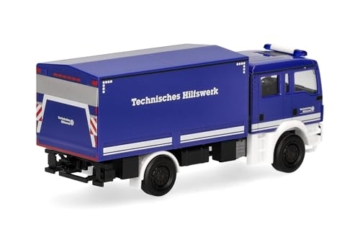 Herpa LKW Modell MAN TGM MzKW THW, Miniatur im Maßstab 1:87, Sammlerstück, Made in Germany, Kunststoff - 2