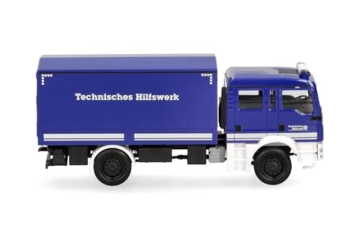Herpa LKW Modell MAN TGM MzKW THW, Miniatur im Maßstab 1:87, Sammlerstück, Made in Germany, Kunststoff - 3
