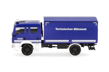 Herpa LKW Modell MAN TGM MzKW THW, Miniatur im Maßstab 1:87, Sammlerstück, Made in Germany, Kunststoff - 4
