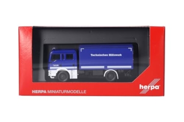 Herpa LKW Modell MAN TGM MzKW THW, Miniatur im Maßstab 1:87, Sammlerstück, Made in Germany, Kunststoff - 5