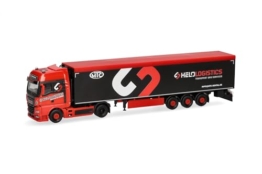 Herpa LKW Modell MAN TGX GX Schubboden-Sattelzug Helo-Logistik, Miniatur im Maßstab 1:87, Sammlerstück, Made in Germany, Kunststoff - 1