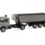 Herpa LKW Modell Mercedes Benz Scania Hauber Kipp-Sattelzug, grau/gelb, Miniatur im Maßstab 1:87, Sammlerstück, Made in Germany, Kunststoff - 1