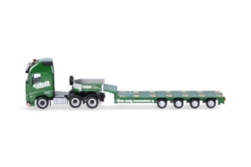 Herpa LKW Modell Volvo FH GL XL 2020 Semitieflade-Sattelzug Kübler, Miniatur im Maßstab 1:87, Sammlerstück, Made in Germany, Kunststoff, grün - 4