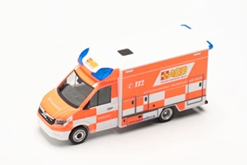 Herpa Modellauto Man TGE Fahrtec RTW „ASB Frankfurt“ Krankenwagen, originalgetreu im Maßstab 1:87, Auto Modell für Diorama, Modellbau Sammlerstück, Deko Automodelle aus Kunststoff - 2