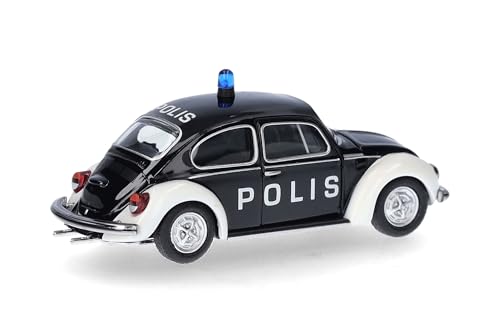 Herpa Modellauto Volkswagen (VW) Käfer 1303 "Polis (Schweden), Miniatur im Maßstab 1:87, Sammlerstück, Made in Germany, Modell aus Kunststoff, Blau, Weiß - 2