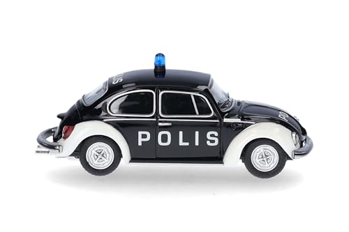 Herpa Modellauto Volkswagen (VW) Käfer 1303 "Polis (Schweden), Miniatur im Maßstab 1:87, Sammlerstück, Made in Germany, Modell aus Kunststoff, Blau, Weiß - 3