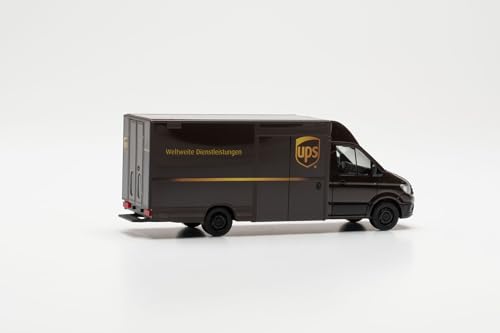 herpa Modellauto VW Crafter Paketverteilerfahrzeug UPS, Miniatur im Maßstab 1:87, Sammlerstück, Made in Germany, Modell aus Kunststoff, Braun - 2