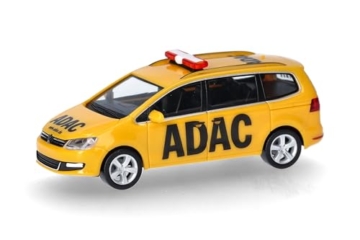 Herpa Modellauto VW Sharan ADAC, Miniatur im Maßstab 1:87, Sammlerstück, Made in Germany, Modell aus Kunststoff, Gelb - 1