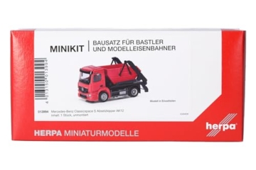 Herpa Modellbausatz Minikit Mercedes-Benz Actros S Absetzkipper AK12, Miniatur im Maßstab 1:87, Sammlerstück, Kit für Modellbau, Kunststoff, Farbe: rot - 3