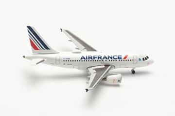 herpa Modellflugzeug Airbus A318 Air France 2021 Livery Maßstab 1:500 - Modellbau Flugzeug, Flugzeugmodell für Sammler, Miniatur Deko, Flieger ohne Standfuß aus Metall, Farbe: Mehrfarbig - 1