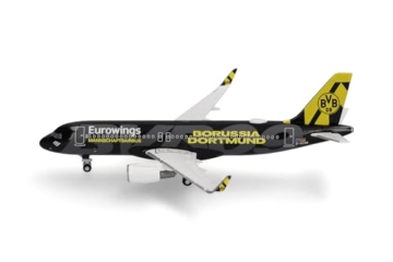Herpa Modellflugzeug Eurowings Airbus A320 BVB Mannschaftsairbus (2025), Miniatur im Maßstab 1:500, Sammlerstück, Flugzeug Modell ohne Standfuß, Metall - 2