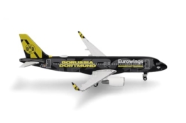 Herpa Modellflugzeug Eurowings Airbus A320 BVB Mannschaftsairbus (2025), Miniatur im Maßstab 1:500, Sammlerstück, Flugzeug Modell ohne Standfuß, Metall - 1