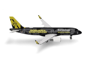 Herpa Modellflugzeug Eurowings Airbus A320 BVB Mannschaftsairbus (2025), Miniatur im Maßstab 1:500, Sammlerstück, Flugzeug Modell ohne Standfuß, Metall - 1