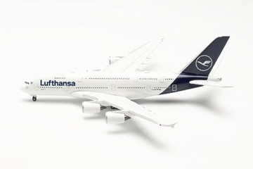 herpa Modellflugzeug Lufthansa Airbus A380 – D-AIMK Düsseldorf, Miniatur im Maßstab 1:500, Sammlerstück, Modell ohne Standfuß, Metall, White, Gray, Blue - 3