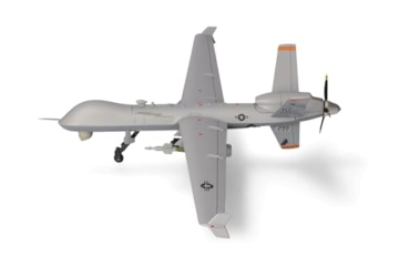 Herpa Modellflugzeug U.S. Air Force MQ-9A Reaper Block 5 - New York Air National Guard, 108th Attack Squadron, Hancock Field, Miniatur im Maßstab 1:72, Sammlerstück, Modell mit Standfuß, Metall - 2