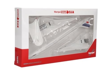 Herpa Snap-Fit Modellflugzeug Air France Concorde – F-BVFB, Miniatur im Maßstab 1:250, Sammlerstück, Modell mit Standfuß, Kunststoff, Blau - 5