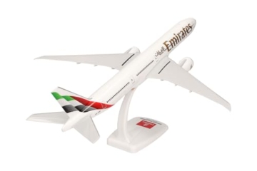 Herpa Snap-Fit Modellflugzeug Emirates Boeing 777-300ER - new 2023 Colors, Miniatur im Maßstab 1:200, Sammlerstück, Modell mit Standfuß, Kunststoff - 2