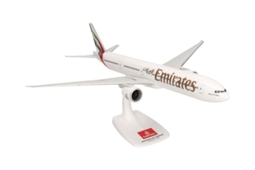 Herpa Snap-Fit Modellflugzeug Emirates Boeing 777-300ER - new 2023 Colors, Miniatur im Maßstab 1:200, Sammlerstück, Modell mit Standfuß, Kunststoff - 3