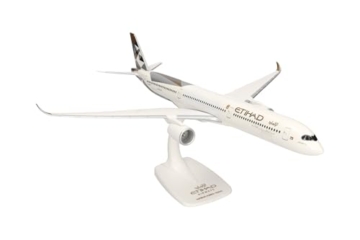 Herpa Snap-Fit Modellflugzeug Etihad Airways Airbus A350-1000 - A6-XWC, Miniatur im Maßstab 1:200, Sammlerstück, Modell mit Standfuß, Kunststoff, Weiß - 3