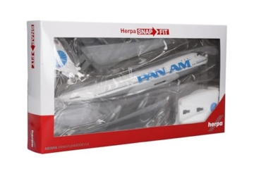 Herpa Snap-Fit Modellflugzeug Pan Am Boeing 747-100, Miniatur im Maßstab 1:250, Sammlerstück, Modell mit Standfuß, Kunststoff - 5