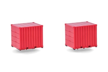 Herpa Zubehör 2X 10ft Container, rot,. im Maßstab 1:87, Miniatur Modell, Kunststoff - 2