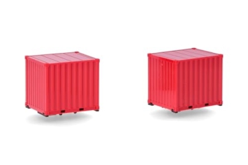 Herpa Zubehör 2X 10ft Container, rot,. im Maßstab 1:87, Miniatur Modell, Kunststoff - 3
