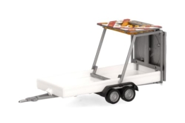 Herpa Zubehör Verkehrssicherungsanhänger 2achs, weiß im Maßstab 1:87, Miniatur Modell, Kunststoff - 1
