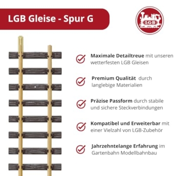 LGB – gebogenes Gleis R1-600 mm – 30° - L11000, gebogenes Gleiselement, Gleiserweiterung für Gartenbahn, Gleismaterial, Zubehör, Spur G, Maßstab 1:22,5 - 4