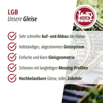 LGB – Kreuzung Radius 90° - 13100, Gleiserweiterung für Gartenbahn, Gleismaterial, Zubehör, Spur G, Maßstab 1:22,5 - 7
