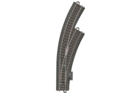 Märklin 24672 C-Gleis Bogenweiche rechts – Innenbogen R1 360 mm/30° – Außenbogen 30° Parallelkreis 77,5 mm – mit Handschalthebel – Spur H0 – ab 15 Jahren - 1