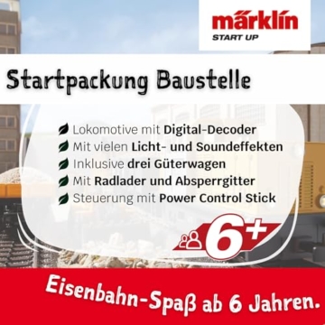 Märklin 29188 Modellbahn Modelleisenbahn Start Up Startpackung Baustelle, Spur H0 Startset. Lokomotive, Wagen, Schienen und Steuergerät im Starterset enthalten - 4