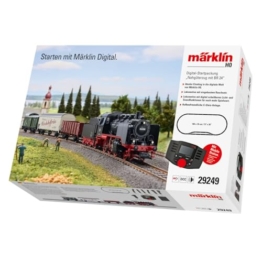 Märklin 29249 Startpackung Nahgüterzug mit BR 24 – Digitale Dampflok mit Sound & Rauch, Mobile Station, C-Gleis Set – Modelleisenbahn Startset Spur H0 - 1