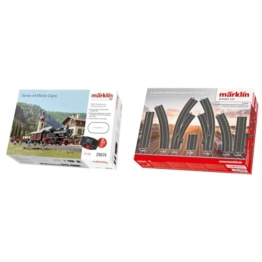 Märklin BR 74 Digital-Startpackung Güterzug Epoche 3, Spur H0 Modelleisenbahn, viele Soundfunktionen, mit Mobile Station und C-Gleis Schienen & Start up 24904 - C-Gleis-Ergänzungspackung C4, Spur H0 - 1