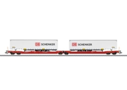 Märklin H0 Doppel-Taschenwagen Sdggmrss 738 mit 2 Sattelaufliegern - 1