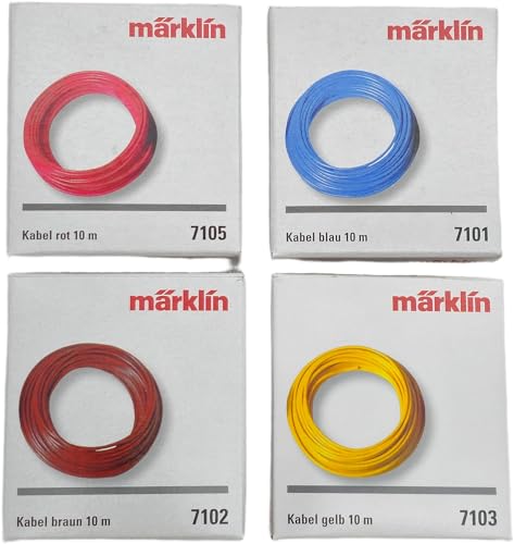 Märklin Kabel-Set + Märklin Ü-Bag (Überraschungspaket) | 4x10m Kupferkabel Rot Blau Gelb Braun | H0 Zubehör | MODELLBAHN VERKABELUNG Litzenkabel | Modelleisenbahn - 1