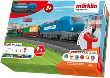 Märklin My World - 29349 Startpackung Containerbahnhof – Güterzug mit Kran & Containern – Licht, Sound, Funkfernsteuerung – Modellbahn Starterset – ab 3 Jahre – Spur H0 1:87 - 1