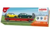 Märklin My World 44125 H0 Autotransportwagen – Wagen mit klappbarer Auffahrrampe & Magnetkupplungen, inkl. Abnehmbarer PKW-Modelle aus Metall, 18,5 cm, ab 3 Jahren - 1