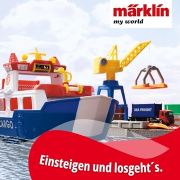 Märklin My World - 72223 Frachtschiff und Hafenkran - Spielset mit beweglichem Kran - realistisches Be- und Entladen - Zubehör - für Kinder ab 3 Jahren - Spur H0 - 2