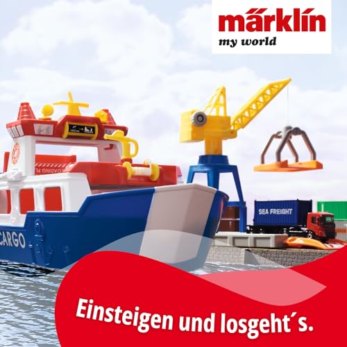 Märklin My World - 72223 Frachtschiff und Hafenkran - Spielset mit beweglichem Kran - realistisches Be- und Entladen - Zubehör - für Kinder ab 3 Jahren - Spur H0 - 2