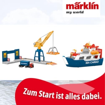 Märklin My World - 72223 Frachtschiff und Hafenkran - Spielset mit beweglichem Kran - realistisches Be- und Entladen - Zubehör - für Kinder ab 3 Jahren - Spur H0 - 4